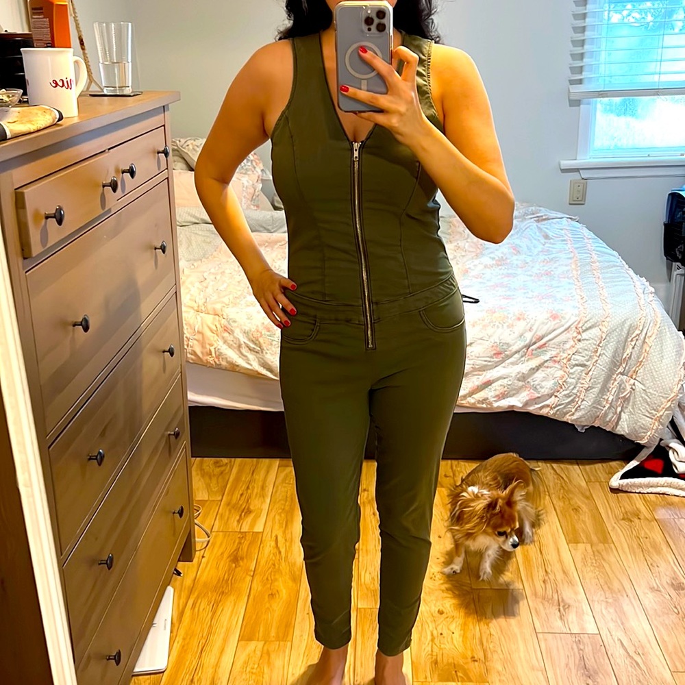 Guess khaki green military/top gun style jumpsuit